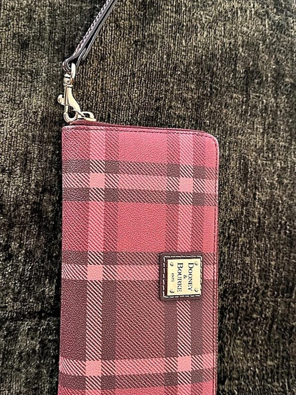 Burberry Plaid Wristlet Wallet in Pink & Black Like New